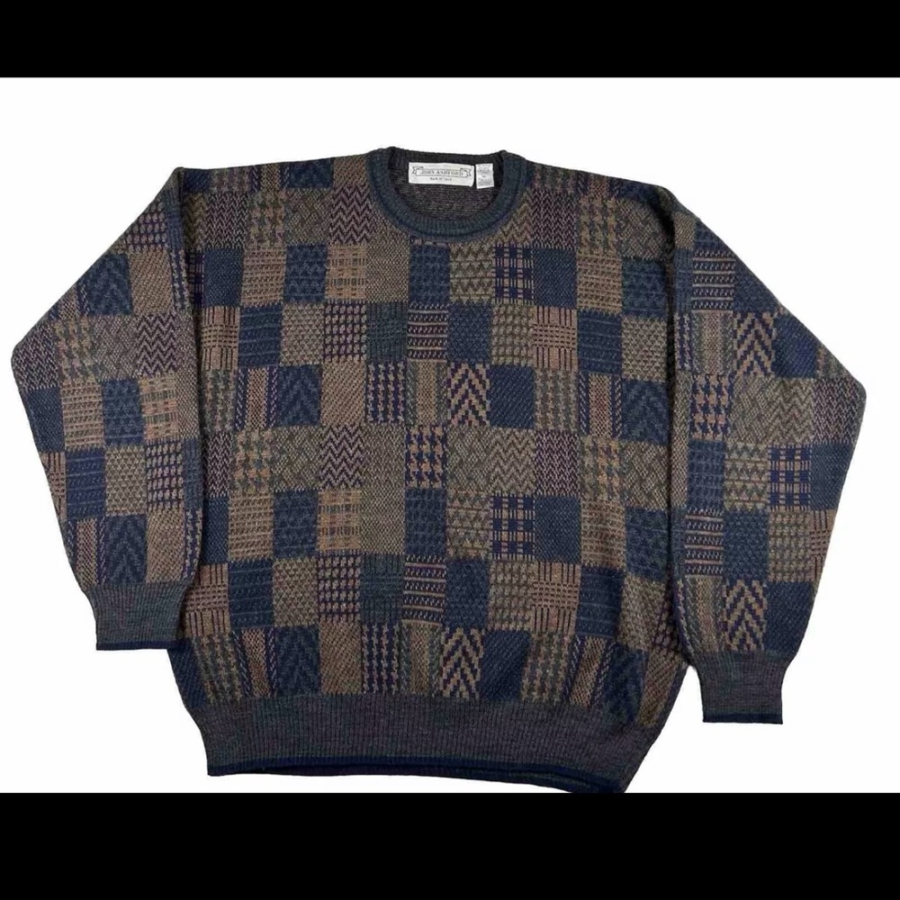 Men's Patchwork Sweater - Multicolor